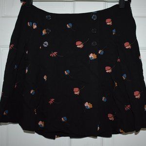 Free people Boho Black Floral Mini Skirt Pleated